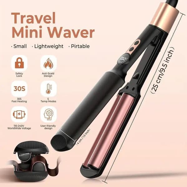 Curling Iron 2-Cylinder Electric Ceramic – Wave Iron with Adjustable Heat for Straightening, Waves & Curls