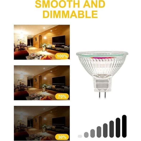 [RM]MR16 Halogen Bulbs 12V 20W GU5.3 Base, Dimmable Warm White 2700K, 6-Pack, Compatible with Philips