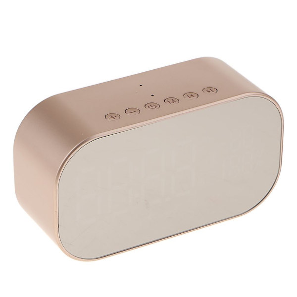 Trådlös LED Spegel Väckarklocka Bluetooth Stereo Högtalare Guld