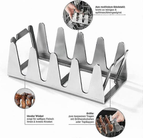 Grillrist i bayersk stil, holdbart rustfrit stål, perfekt vinkel til kød, nem indirekte grillning 2 Pcs