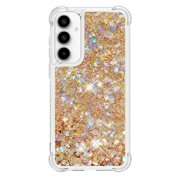 Samsung Galaxy A35 5G Cover TPU Glimmer Stødsikker - Guld / Hjerter