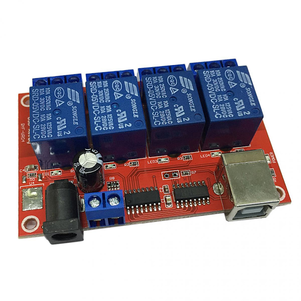 Drivrutinslös HID 4-kanals USB Relämodul USB Relä för 5V MCU-styrning