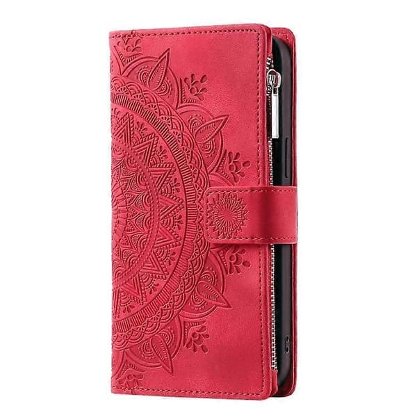Til Samsung Galaxy S20 FE 4G / 5G Multi-Card Totem Lynlås Læder Telefoncover Red