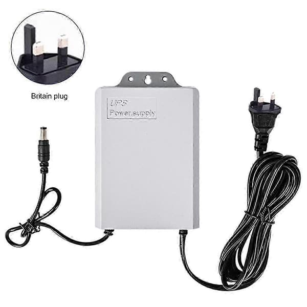 12V-2A UPS Strömförsörjning för WiFi Router Modem Säkerhetskamera vid Strömavbrott White UK Plug