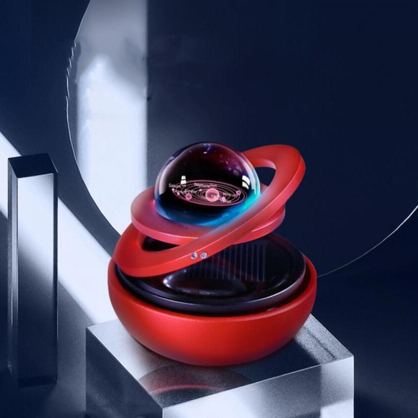 Röd Bil Solcellsdriven Magnetisk Rotation Flytande Glob Prydnad Hemmakontor Gåva