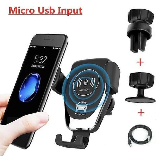 30W Trådløs Billader, Luftventilfeste, Mobilholder, Trådløs Ladeholder for Samsung iPhone Huawei