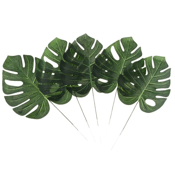 5 st Stora Konstgjorda Blad Falska Monstera Blad Lövverk Heminredning M