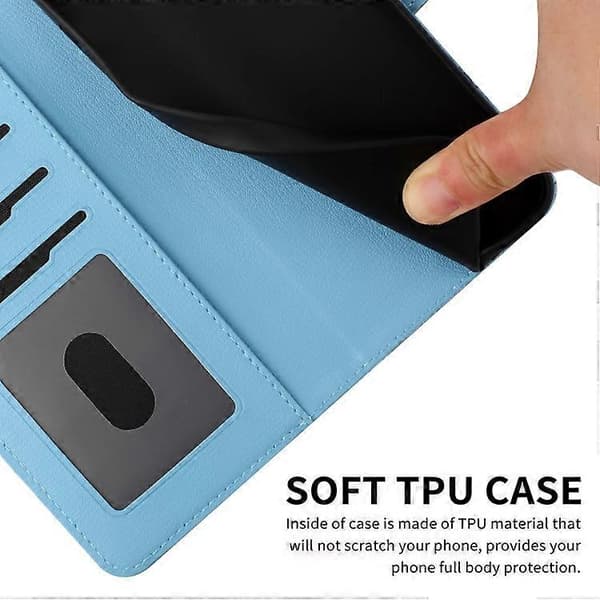 Till Samsung Galaxy S23 FE 5G Tecknade Katter Läderfodral Blue