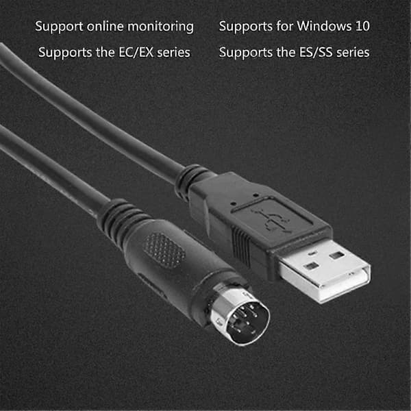 USBACAB230 for PLS-programmeringskabel EX ES EH EN-serien Kabel USB-ACAB230 PLS USB2.0 til RS232-adapter Svart