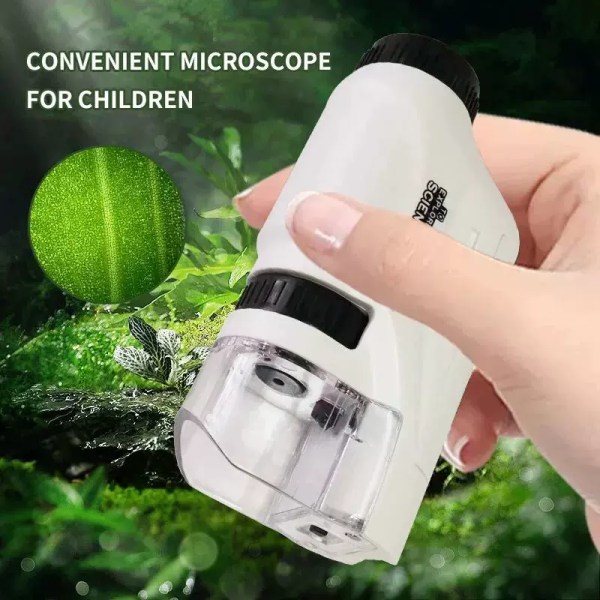 Mini Pocket Microscope Kit 60 To120x Bärbart laboratoriemikroskop för barn Vetenskapsexperimentredskap