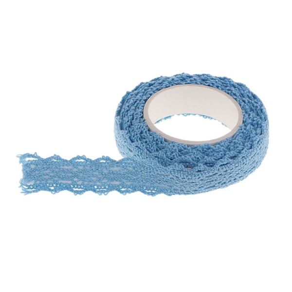 Metervara 15mm Washi Tejp Spets Tyg Självhäftande Kant Bröllop Blå