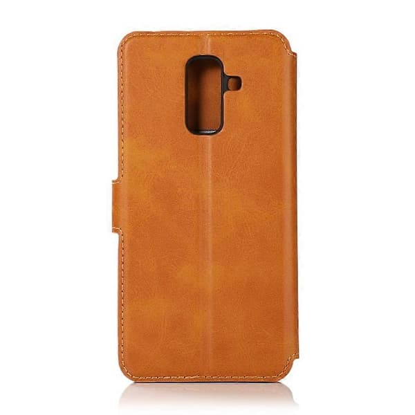 Støtsikkert PU + TPU-skinn-deksel for Samsung Galaxy A6+ Khaki