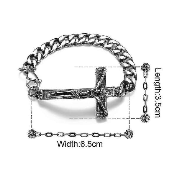 Armband med Jesuskors i rostfritt stål för män