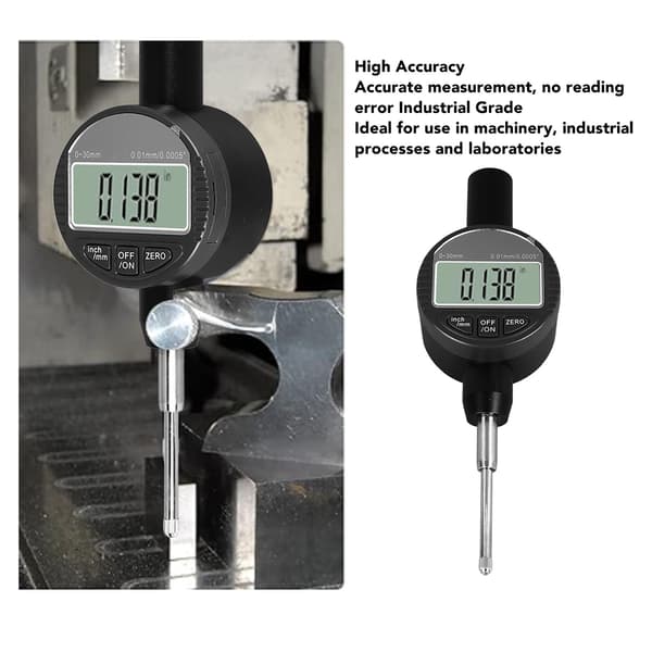 [RM] Digital Dial Indicator 0.01mm 0.0005in Resolution 0 to 30mm Range M2.5 Thread High Precision Measuring Dial Gauge