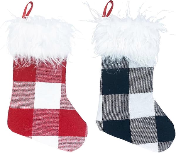 2 stk. julestrømper, julepyntstrømper, pejsestrømper, 25,5 cm, julestrømper, hængende gaveposer, slik, julegave