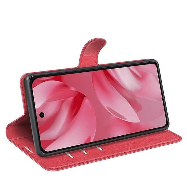 [RM] Litchi læder-telefonetui til Google Pixel 10 / 10 Pro Red For Google Pixel 10 / 10 Pro