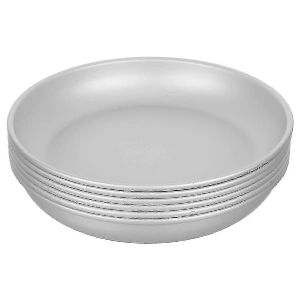 [RM]6 stk. runde middagstallerkener i rustfrit stål til udendørsentusiaster Camping Grill Vandring i sølv til servering af mad