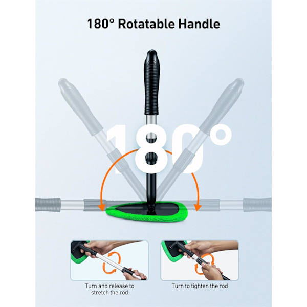 [RM]Windshield Washer, Car Windshield Cleaning Tool for Interior with 4 Reusable and Washable Microfiber Pads, Green-FF- green