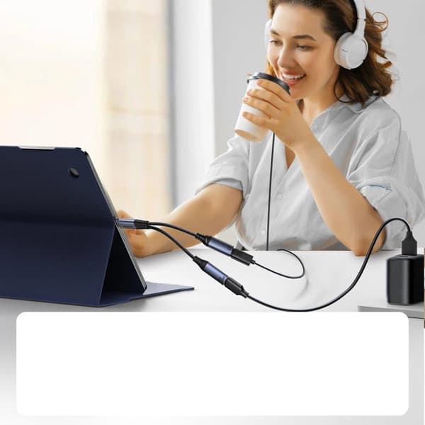 Joyroom SY-C03 USB-C til 2x USB-C 2-i-1 DAC-adapter - sort