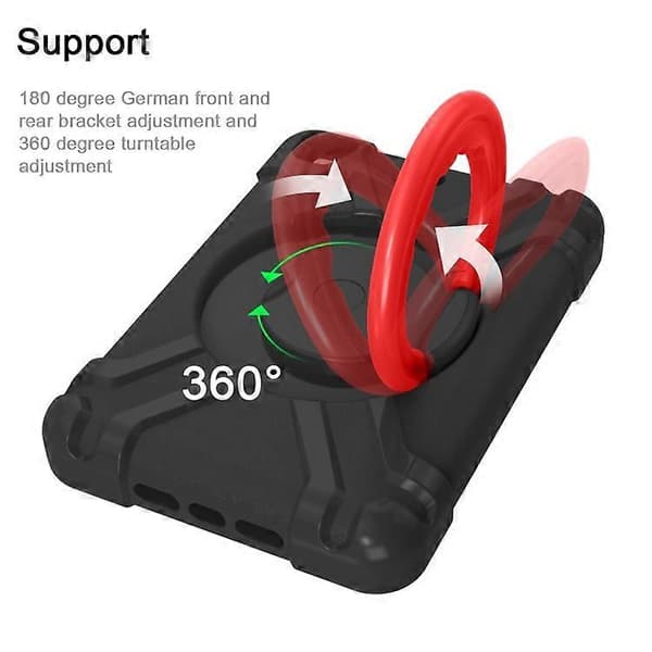 För iPad MINI1/2/3 EVA + PC platt skyddsskal med 360 roterande fäste Black-Red