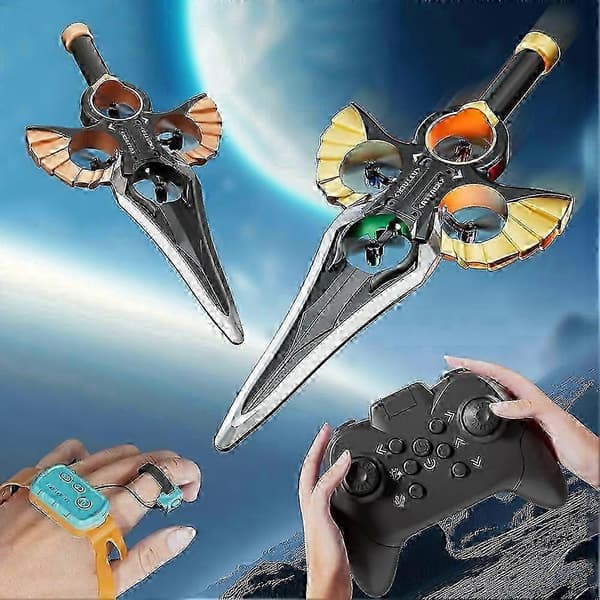 [RM]Fjernkontrollfly, 2.4G Flying Sword Gestikksensor RC Stunt Glider Flydrone, Bursdagsgaver til barn og gutter Black Bronze