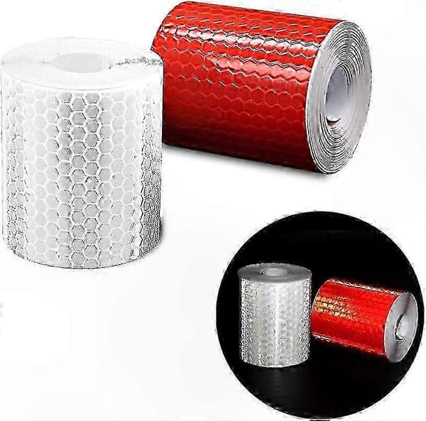 Reflekterende tape 2 ruller, høy synlighet rød og hvit, 3m x 50mm for sikkerhetsbruk