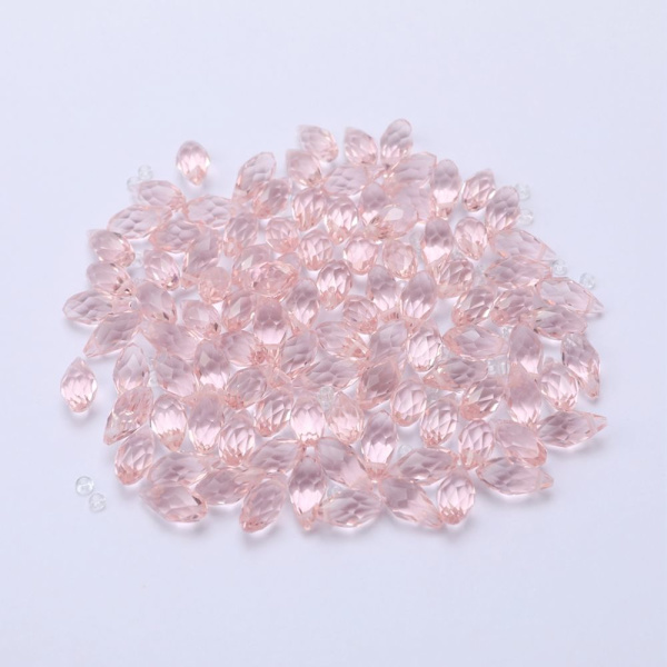 100x Kristallglas Fasetterade Pärlor Berlock Borrade Hängen DIY Hantverk Rosa