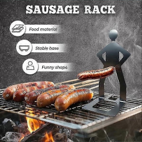 2025 BBQ Pølseristerstativ, Holdbart Grilltilbehør i Rustfrit Stål til Hotdogs, Camping og Udendørsfester 3pcs