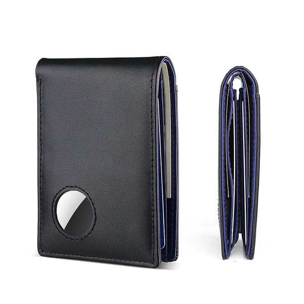 Slim RFID Blocking Wallet with AirTag Holder - Men's Leather Wallet Blue[RM] Blue 66