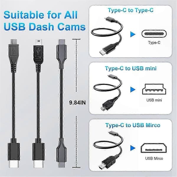 3-bens Plug and Play strømadapter til bilens bakkamera, kompatibel med XC40 XC60 XC90 S60 C40 (Model A)