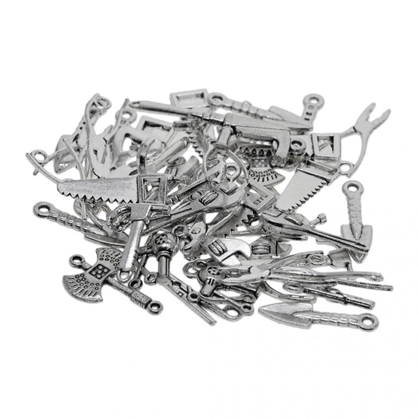 50 Stycken Blandad Stil Tibetansk Silverlegering Hem Verktyg Berlocker Pärlor Hängen för DIY Armband Halsband Fabrica