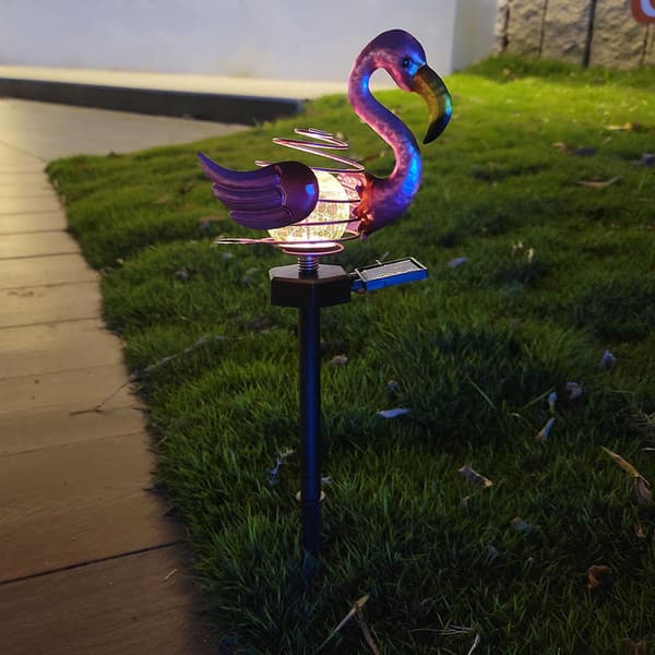 [RM] Flamingoformede solcellehagelys Plenlys Ornament Nattlys