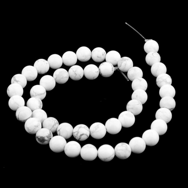 naturliga vita howlite ädelsten runda lösa pärlor för DIY smyckestillverkning 8mm