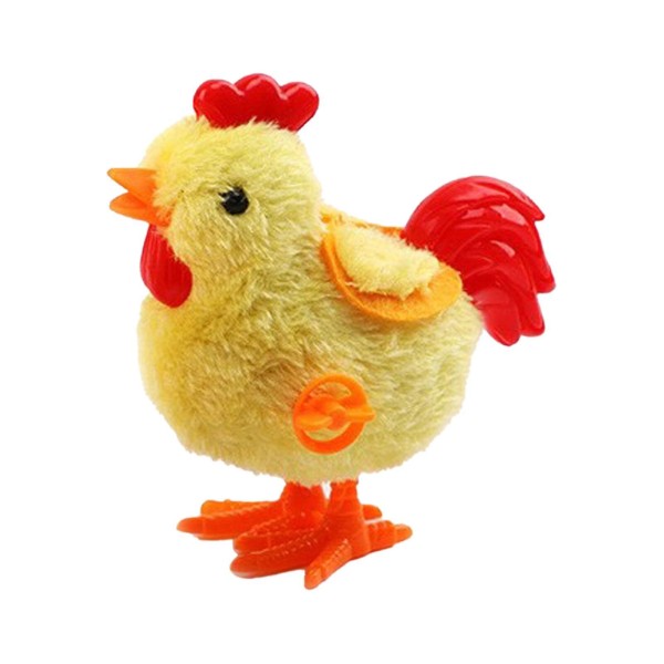 Påsk Clockwork Jumping Chicken Toy - Fluffig och färgglad plast + plysch interaktiv leksak