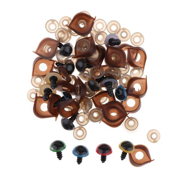 100 st Säkerhetsdockögon för DIY Nallebjörn Dockleksak Bricka 14mm Flerfärgad