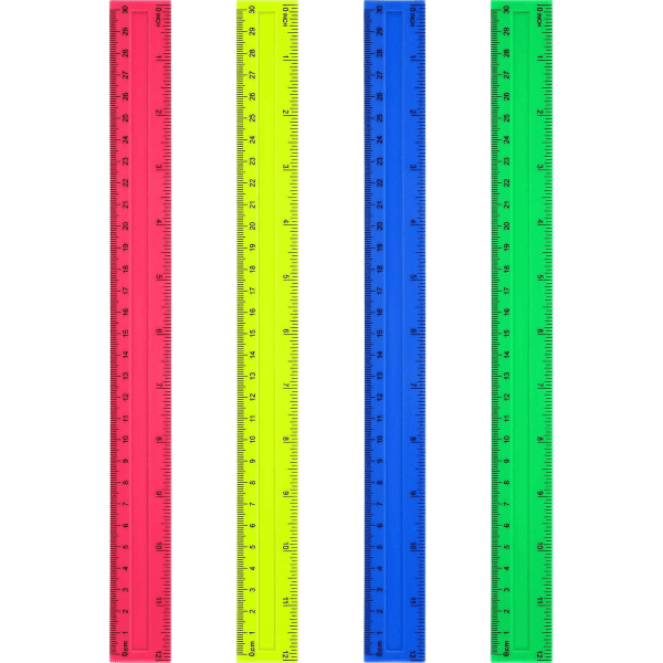 4-pack Plastlinjaler Raka Plastlinjaler Mätverktyg För Student Skola Kontor (30 cm, Färgstarka)