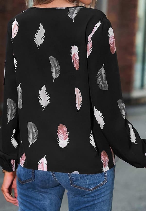 Elegant bluse til kvinder V-hals bluse skjorte elegant bluse