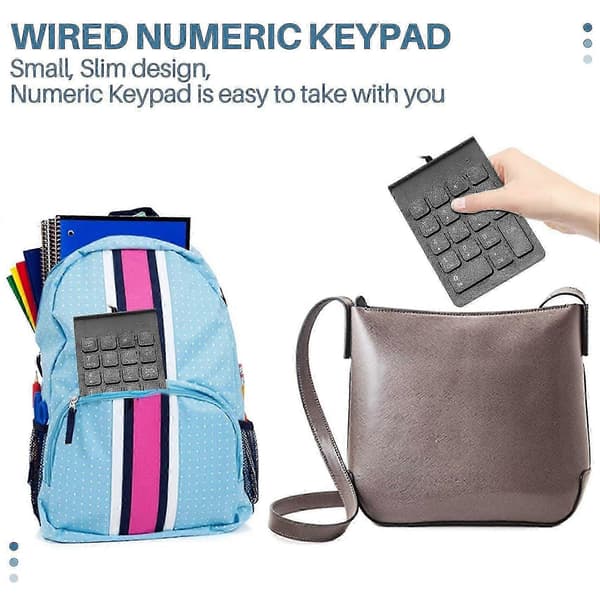 Mini USB kablet numerisk tastatur Numpad 18 digitalt tastatur for regnskapsfører, bærbar PC, Windows, Android