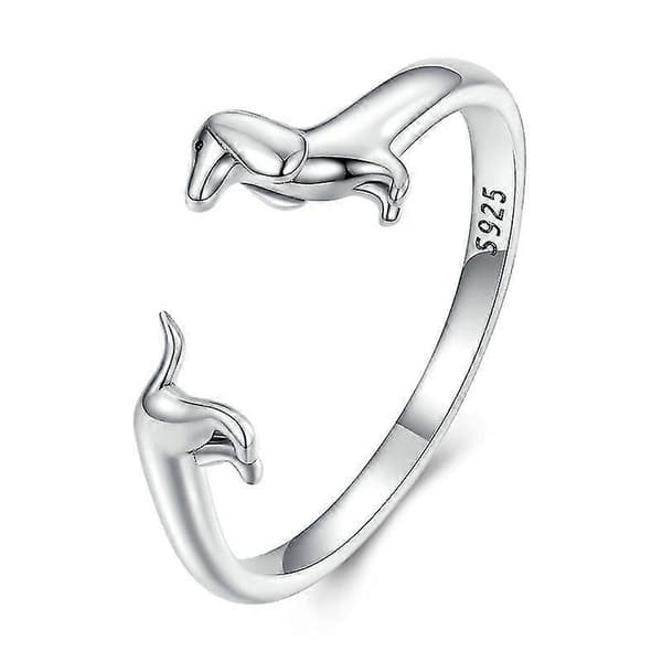 Gravhund Hund Sød Åben Ring Justerbar Ring Silver
