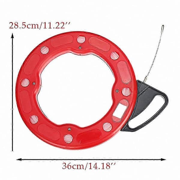4 mm glasfiber træktråd, 30M kabeltrækker til rør og kanaler Red