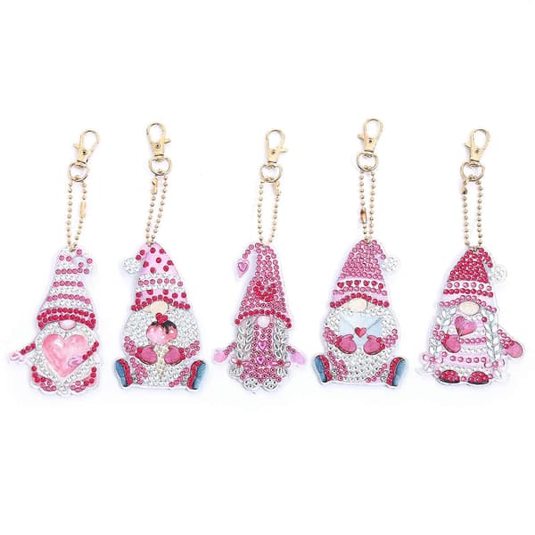 DIY Diamantmålning Tomte Nyckelring Kit 5st Hängande Berlock Prydnad AA985