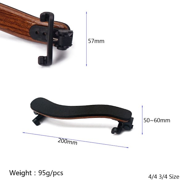 3/4 4/4 Violin Axelstöd Hållare