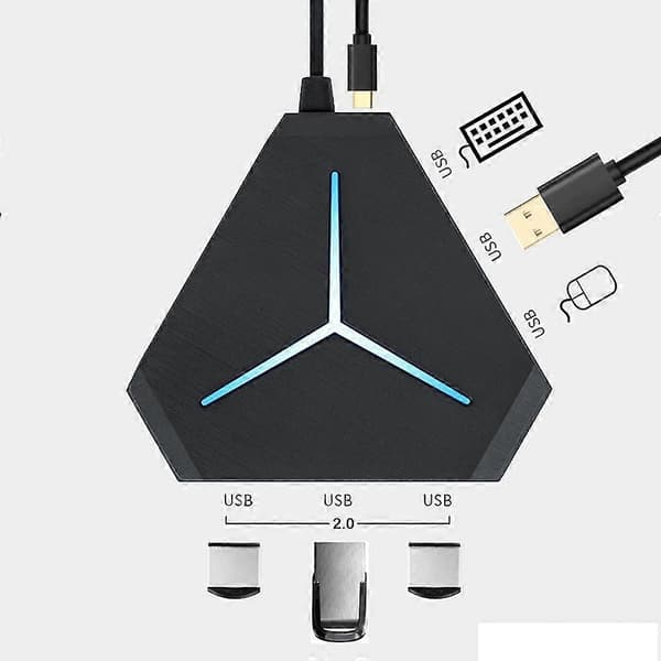 USB Hub Splitter ABS Forlænger Hub Interface, Sort