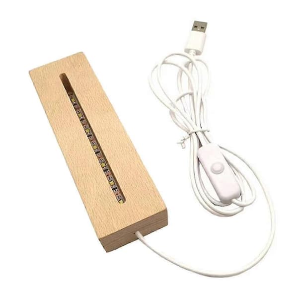 [RM]LED-belyst træbase til krystaludstilling - Belyst holder med dæmpbare lys og USB-opladning Warm White A Type