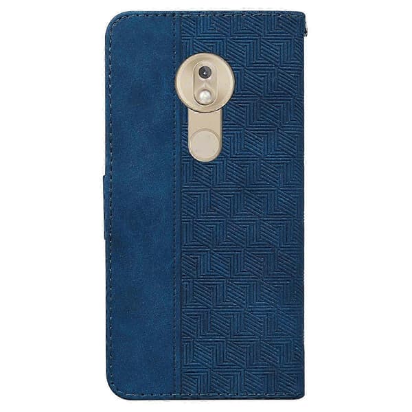[RM]Motorola Moto G7 Play EU-version geometrisk præget læder-telefonetui Blue