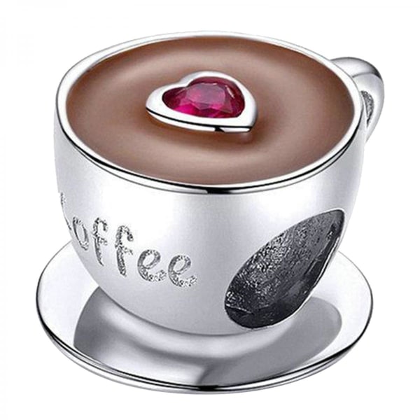 Kaffekopp Charm Pärlor för armband silverfärgad S925 Kristallpärlor för armband Halsband Smycketillbehör Stora hål Spacer