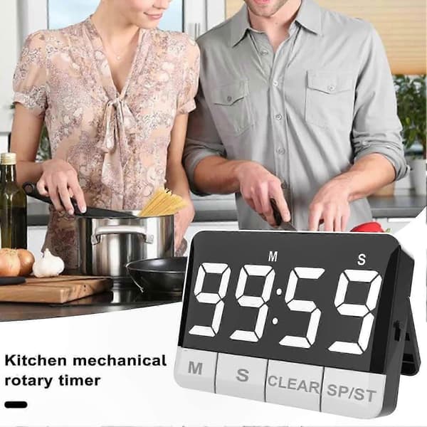 Extra Loud 120dB Kitchen Timer with Large LED Display, Magnetic Back, Countdown Function, Portable Design for Home and Office Use Black