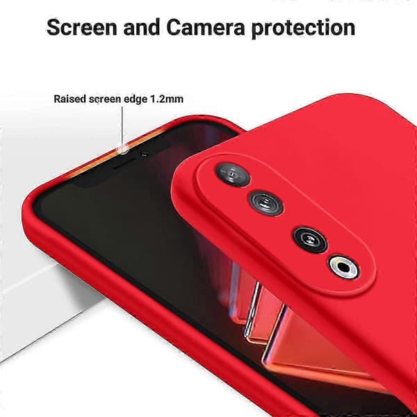 [RM] Stöttåligt mobilskal i flytande silikon med enfärgad design Red For Honor 90