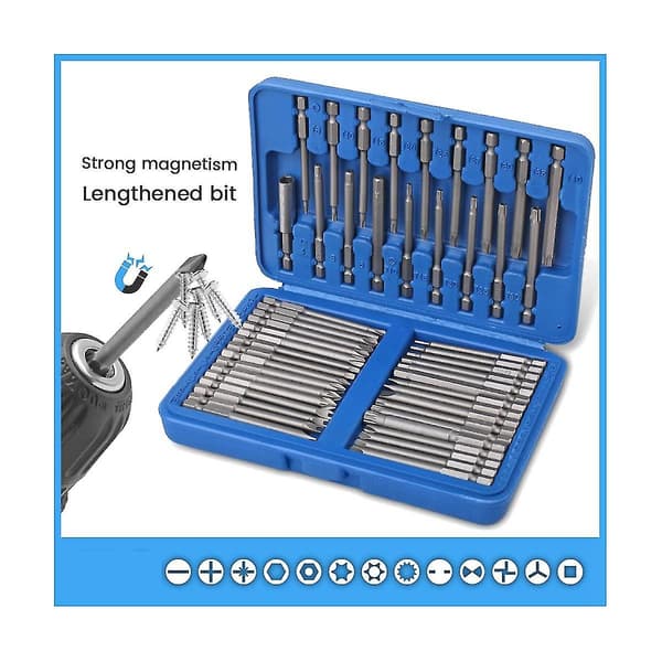 Sikkerhetsbitssett Skrutrekkerbits 1/4 Skrutrekkerbits Langt Sett Torx Flat Head Hex Driver Bits For H