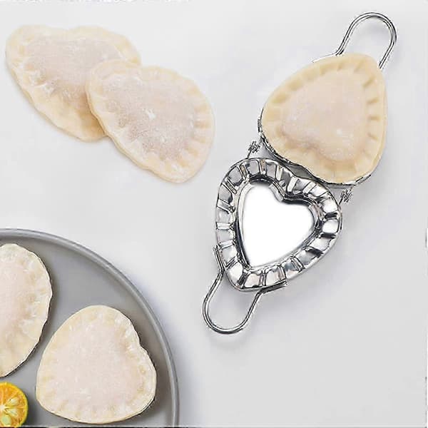 Hjerteformet Ravioli Form Pierogi Dumpling Maker, Goya Empanada Pressform i Rustfritt Stål, Ravioli Form Krymper, Deigkutter - For Små Paier